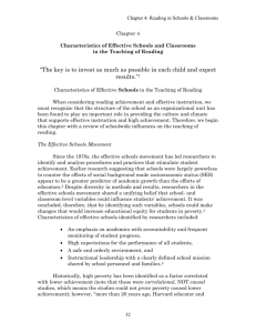 Chapter 4 - Characteristics of Effective Schools and Classrooms in
