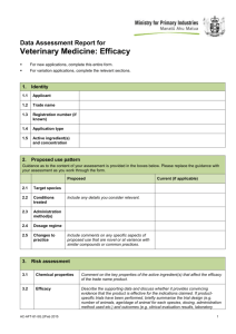 Data assessment report for veterinary medicines: Efficacy