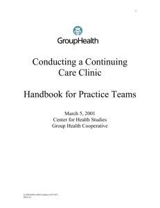 Conducting a Continuing Care Clinic Handbook for Practice Teams