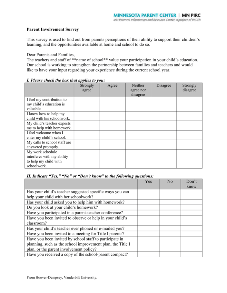 Parent Survey