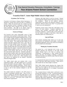 Transition Point 5: Junior High/Middle School to High School