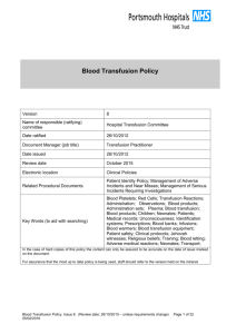 Blood Transfusion Policy