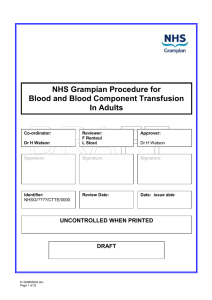 NHS Grampian Blood and Blood Component Transfusion in Adults