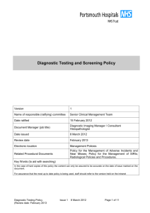 Diagnostic and Screening Policy