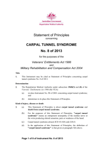 Statement of Principles 8 of 2013 carpal tunnel syndrome balance of