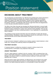 DECISIONS ABOUT TREATMENT - Office of the Public Advocate