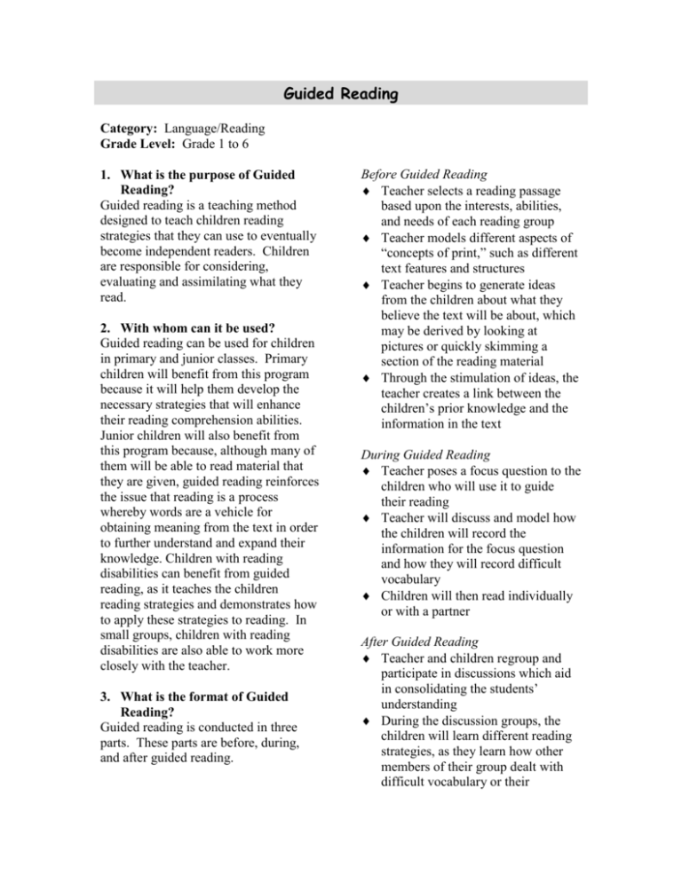 What Is The Purpose Of Guided Reading