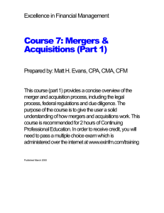 Mergers and Acquisitions - Excellence in Financial Management