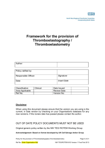 Framework for the provision of Thromboelastography