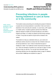 Preventing infections in people having treatment or care at home or
