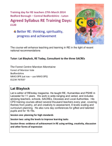 RE syllabus training March 2014 booking form