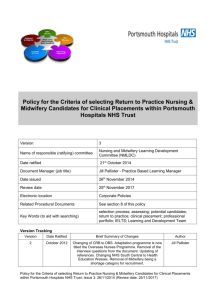 Return to Practice Policy - Portsmouth Hospitals Trust