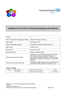 Hepatitis C Virus (HCV) - Protecting Employees and Patients