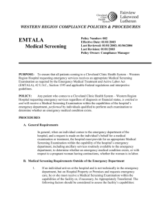 EMTALA-Medical Screening - Health Care Compliance Association