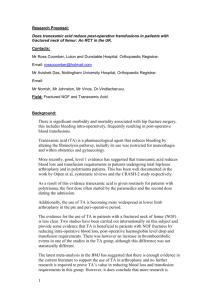 Ross` trnexamic acid project - Cambridge Orthopaedic Research
