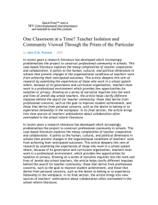 Teacher Isolation and Community - Literacy Coaching Clearinghouse