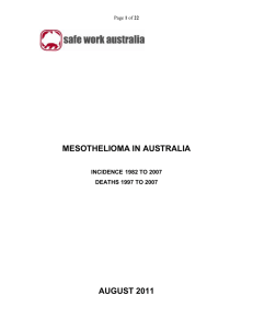 Mesothelioma in Australia Incidence 1982 to 2007 Mortality 1997 to