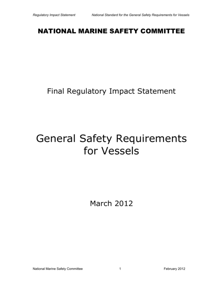 General Safety Requirements for Vessels RIS