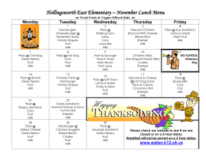 Hollingsworth East Elementary – September Lunch Menu