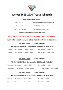 Wolves 2013-2014 Tryout Schedule BWA State Championships: U