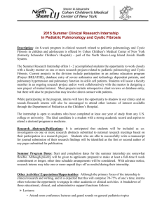 Summer Clinical Research Internship in Pediatric Pulmonology and