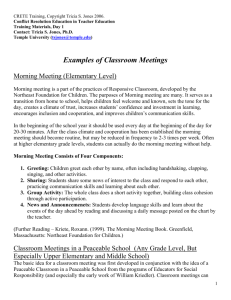 Examples of Classroom Meetings - Conflict Resolution Education