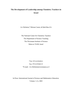 The Development of Leadership Among Chemistry Teachers in Israel