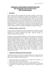 Explanatory memorandum on clinical trials in the QLRT