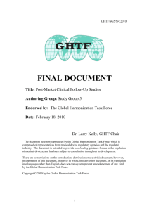 GHTF SG5 Post-Market Clinical Follow-Up Studies