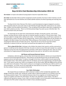 Boys & Girls Club Parent and Membership Packet