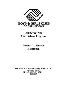 Parent Handbook - Boys & Girls Club of Burlington