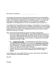 Grade 8 Letter to parents