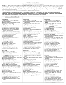 2013-2014 Willow Supply List - White Bear Lake Area Schools