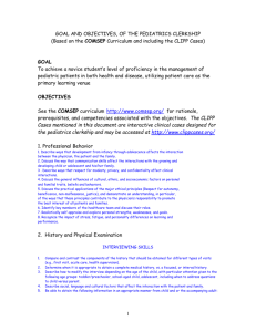 goal, objectives, and competencies of the pediatrics clerkship