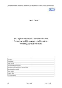 Document for the Reporting and Management of Incidents Including