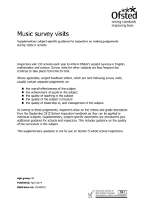 Ofsted - Supplementary Subject Specific Music Guidance (April 2014)