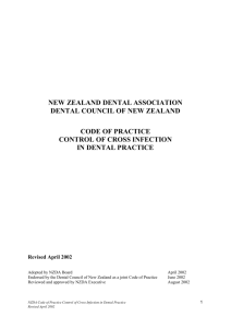 control of cross infection - New Zealand Association of Orthodontists
