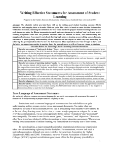 QOLT Checklist for Writing Effective Learning Outcome Statements