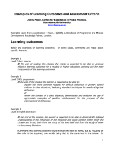 Example Learning Outcomes & Assessment Criteria