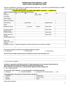 information form - Sherbourne Road Medical Clinic