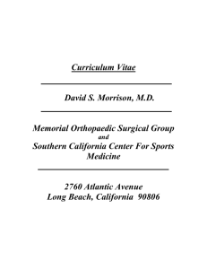 Curriculum Vitae () - Memorial Orthopaedic Surgical Group