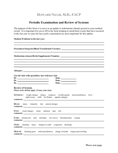 Periodic Examination Questionaire Sheet