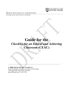 Checklist for an Achieving and Ethical Classroom