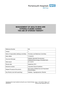 Hyperglycaemic mgt of patients during the use of steroid therapy