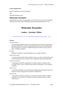 Molecular Dynamics - Cornell University
