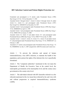 HIV Infection Control and Patient Rights Protection Act, 11 July 2007.