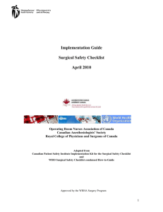 WRHA Surgical Safety Checklist Implementation Guide
