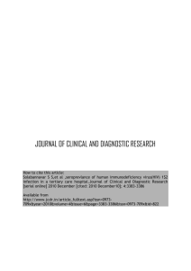 JOURNAL OF CLINICAL AND DIAGNOSTIC RESEARCH