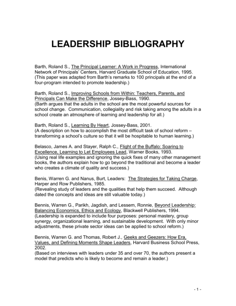 annotated bibliography on leadership