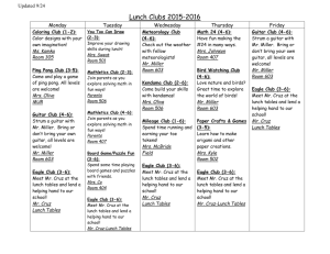 Lunch Clubs: September – December